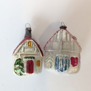 Vintage Mercury Glass House Ornaments • Set of 2 • 1940s–60s Germany/Poland Styl